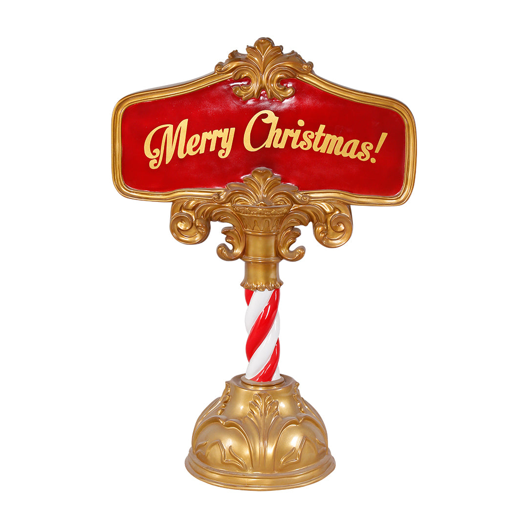 Merry Christmas Sign Post Over Sized Statue