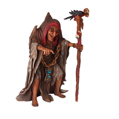 Witch With Crow Staff Life Size Statue