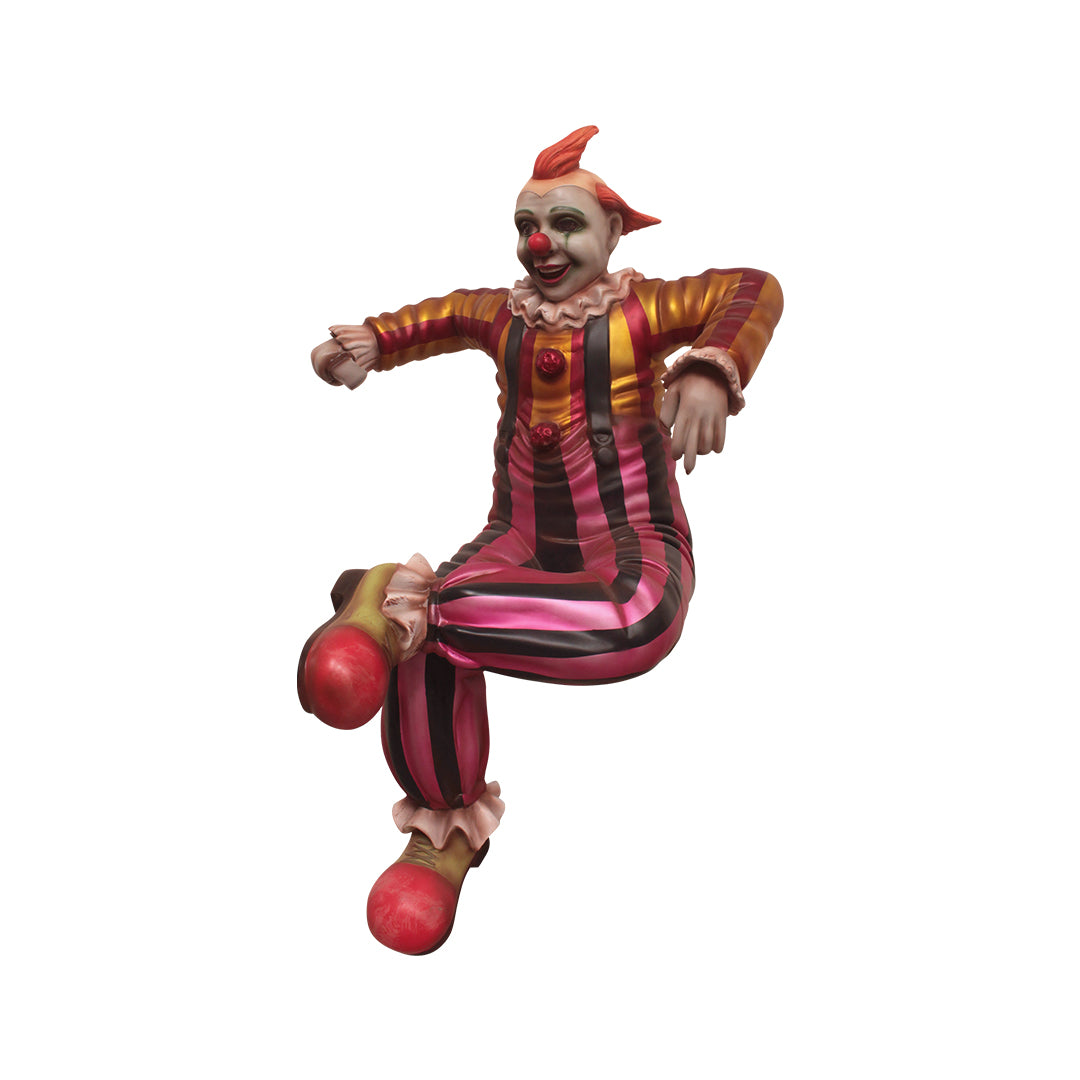 Scary Clown With Knife Sitting Life Size Statue