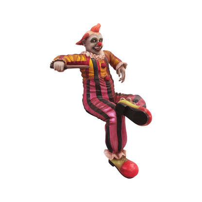 Scary Clown With Knife Sitting Life Size Statue