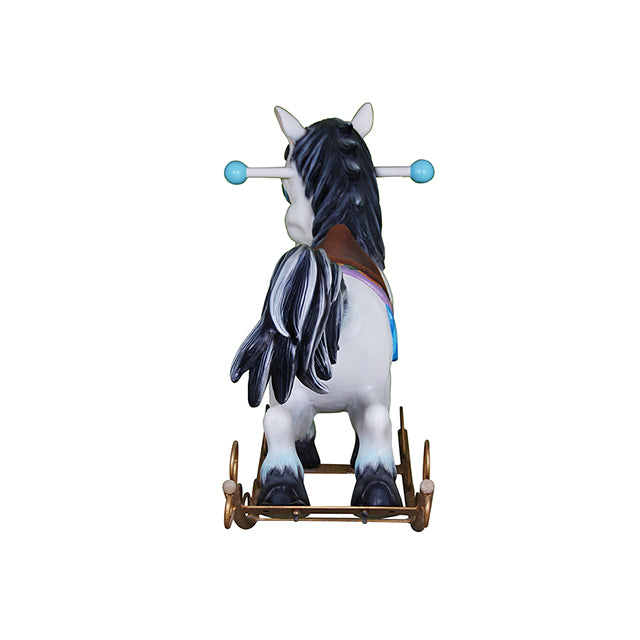 Comic White Rocking Horse Statue