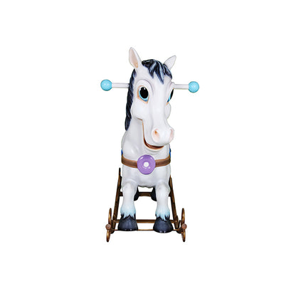 Comic White Rocking Horse Statue