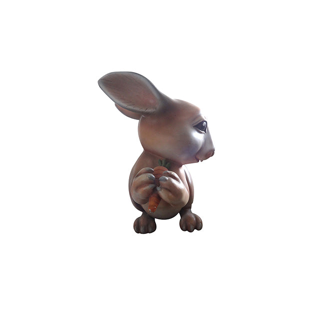 Comic Brown Rabbit Holding Carrot Life Size Statue