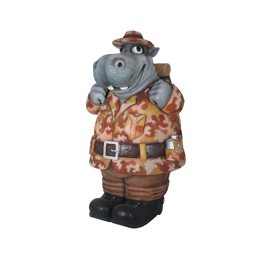 Comic Hippo Explorer Life Size Statue