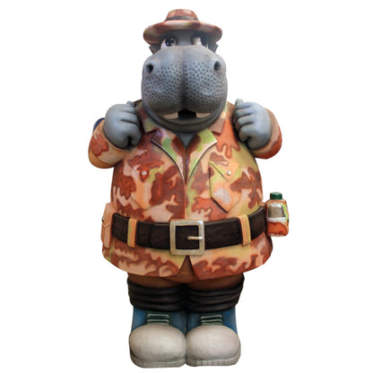 Comic Hippo Explorer Life Size Statue