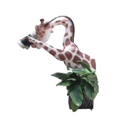 Comic Giraffe Peeking Life Size Statue