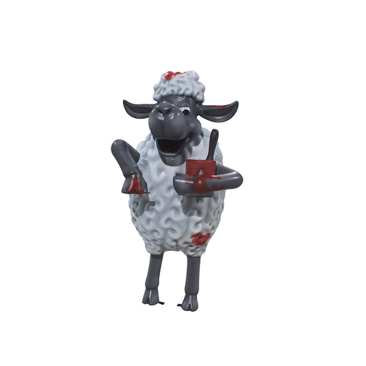 Comic Sheep With Red Paint Life Size Statue
