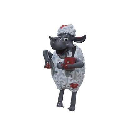 Comic Sheep With Red Paint Life Size Statue