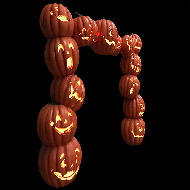 Stacked Pumpkins With Lights Archway