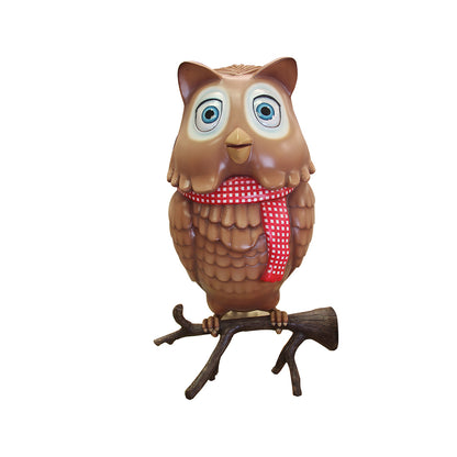 Hanging Comic Owl In Scarf Life Size Statue