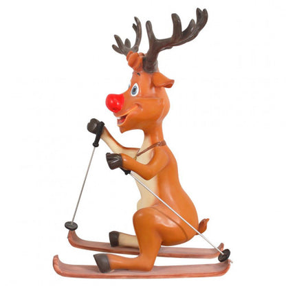 Reindeer Rudolph Skiing Life Size Statue