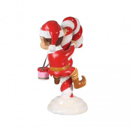 Elf On Candy Cane Life Size Statue