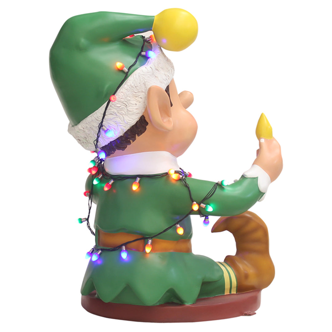 Elf Playing With Lights Life Size Statue