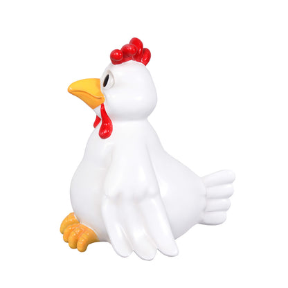 Comic White Chicken Life Size Statue