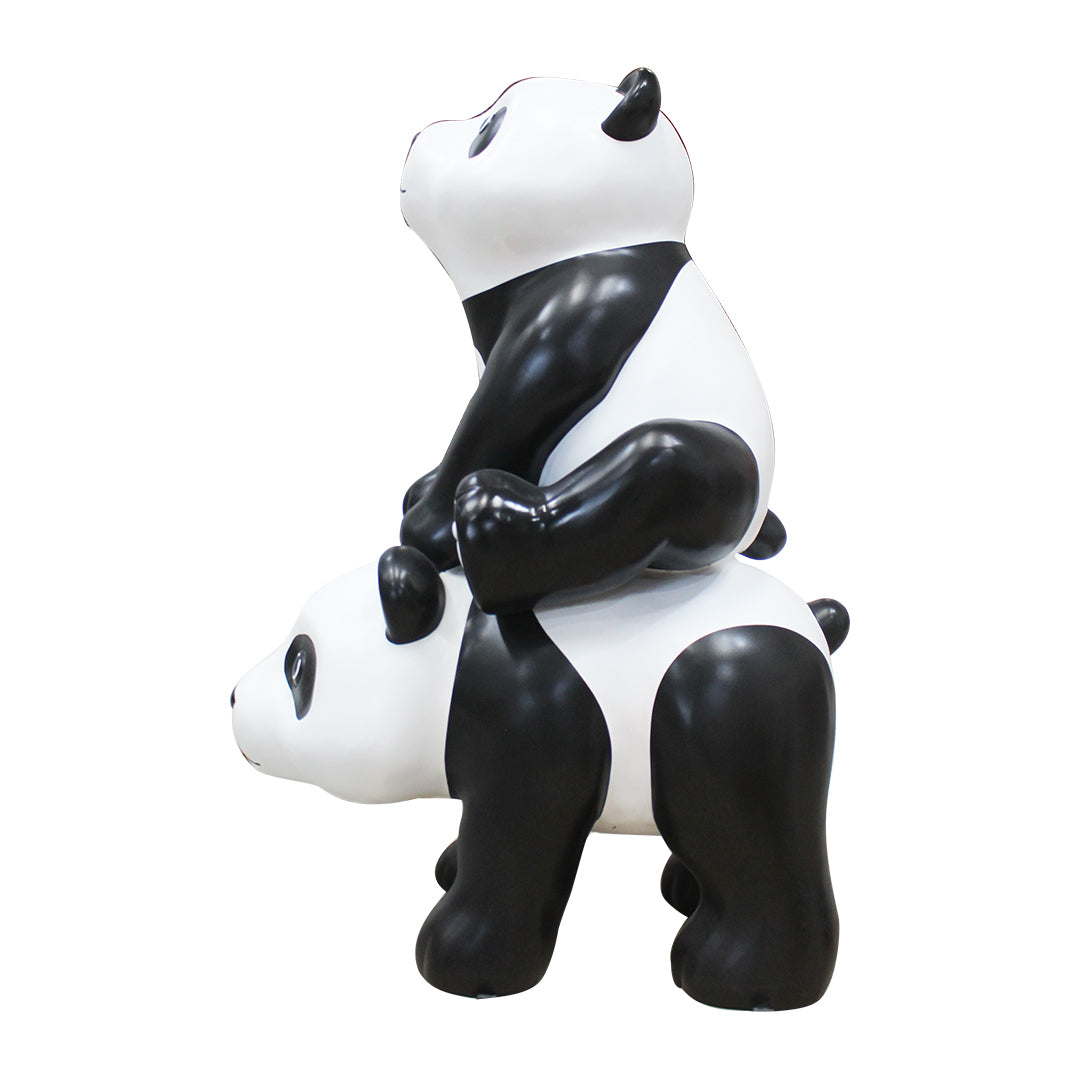 Panda Bear Cubs Playing Life Size Statue