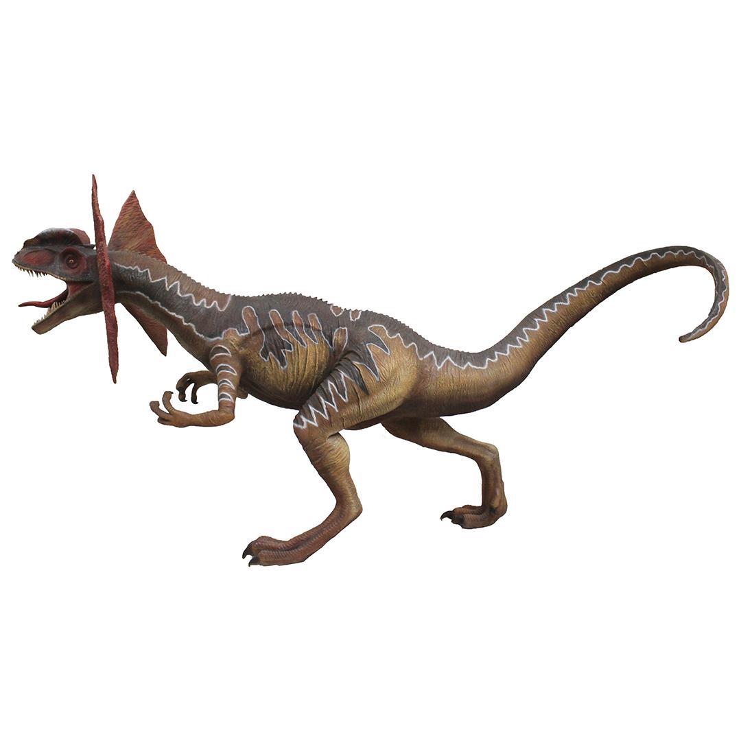 Dilophosaurus Brown Life Size Statue