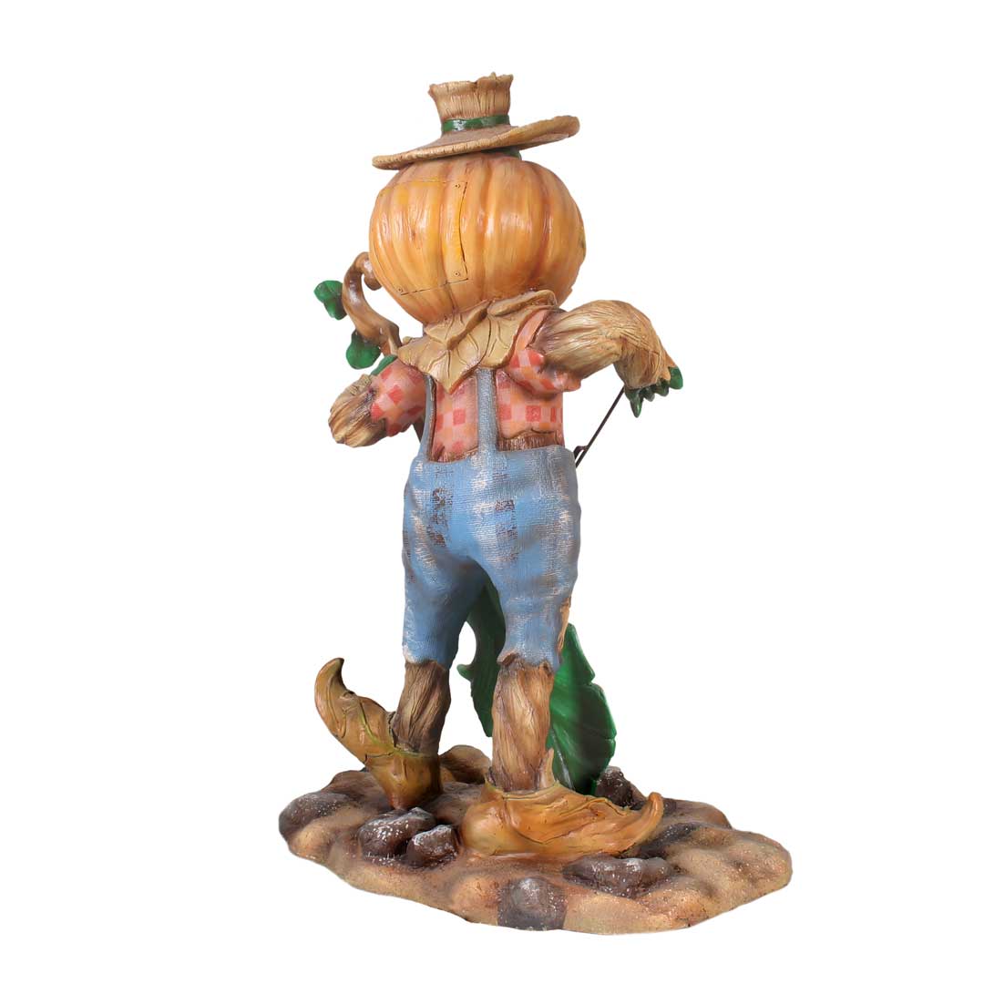 Pumpkin Scarecrow Playing Cello Life Size Statue