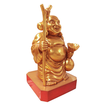 Buddha On Base Laughing Life Size Statue