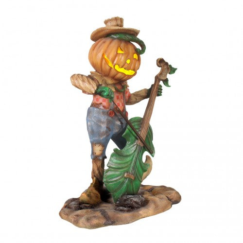 Pumpkin Scarecrow Playing Cello Life Size Statue