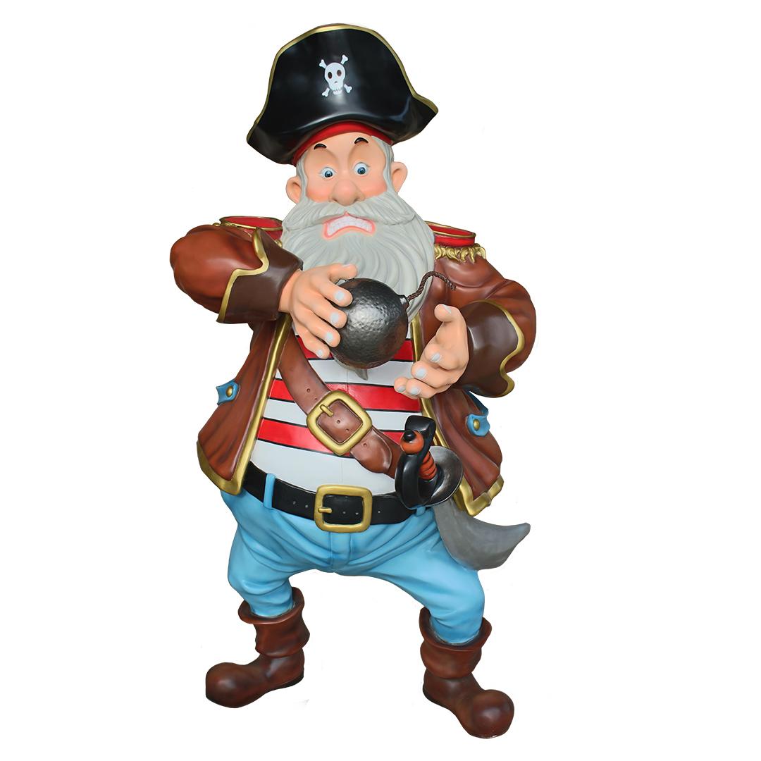Comic Pirate With Bomb Life Size Statue