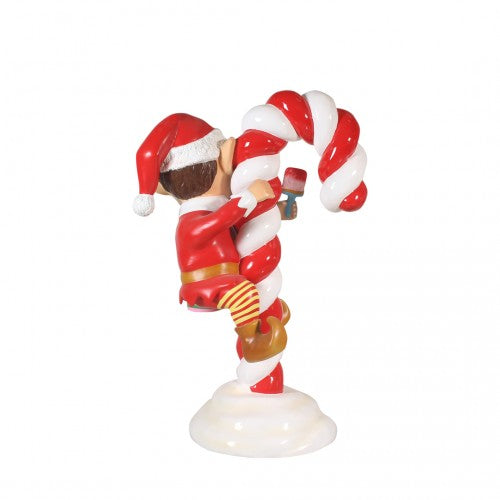 Elf On Candy Cane Life Size Statue