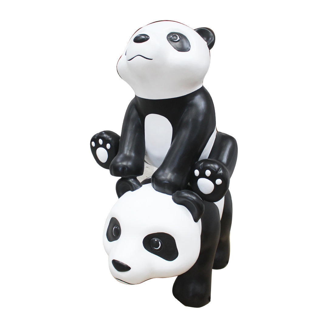 Panda Bear Cubs Playing Life Size Statue