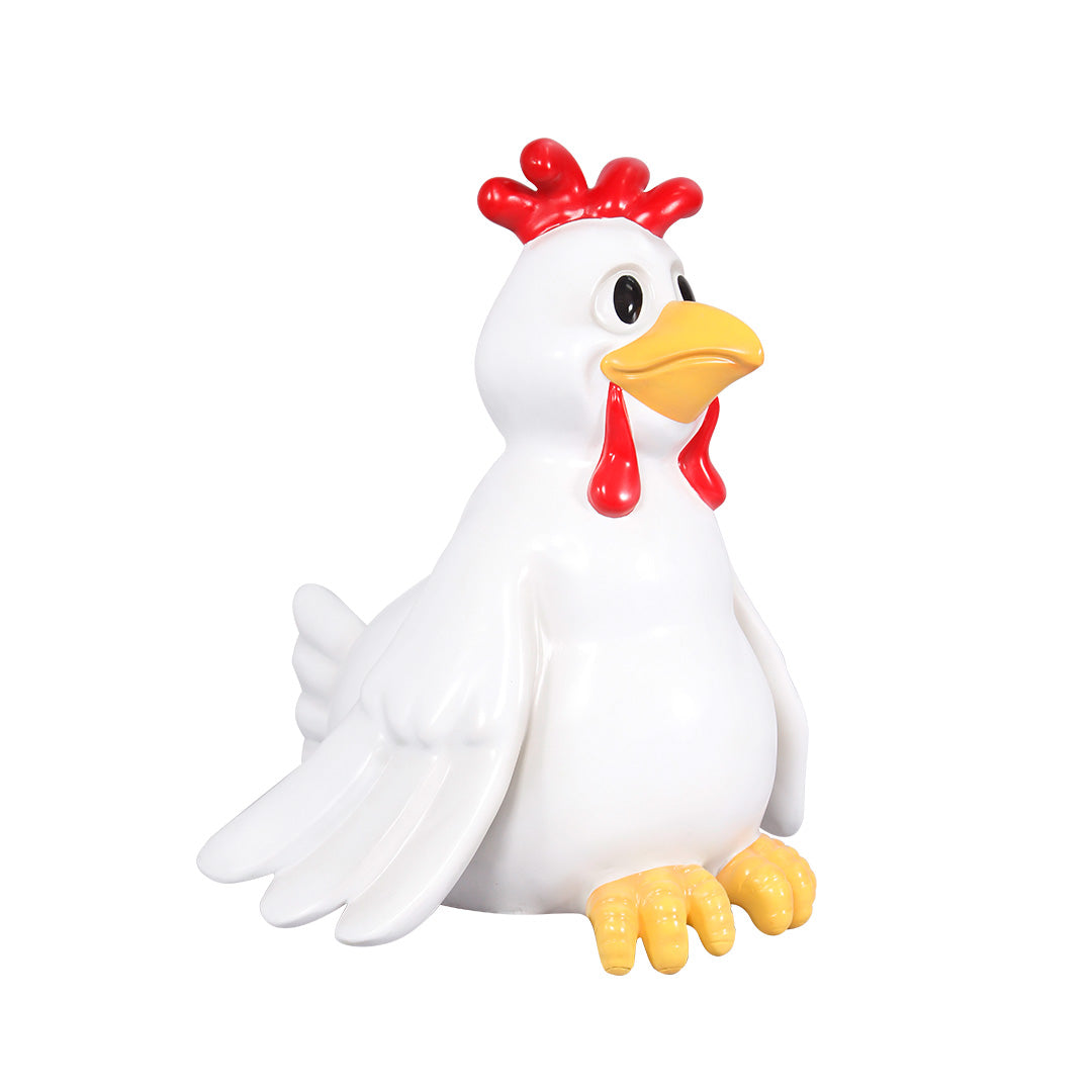 Comic White Chicken Life Size Statue