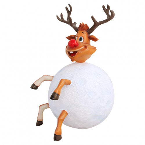 Reindeer Rudolph In Snowball Life Size Statue