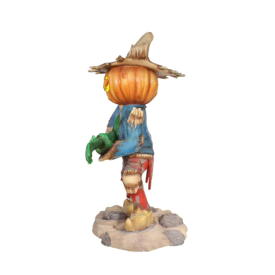 Pumpkin Scarecrow Playing Banjo Life Size Statue