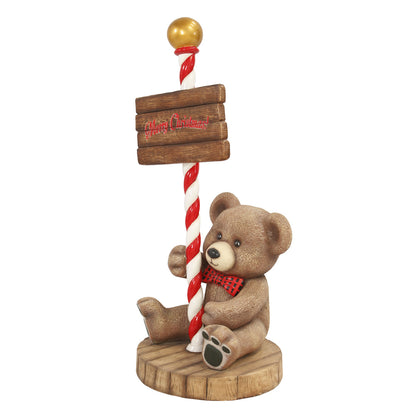 Teddy Bear With Holiday Sign Over Sized Statue