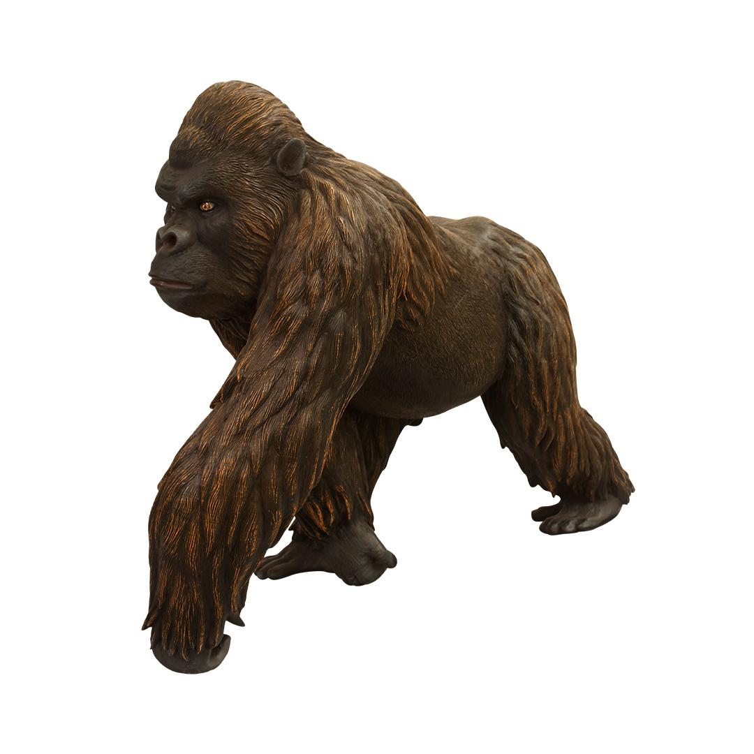 Brown Gorilla Walking Life Size Statue