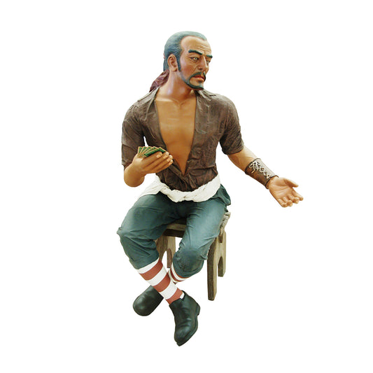 Sitting Pirate Carlos On Stool Life Size Statue