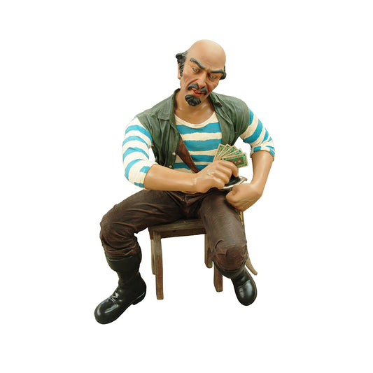 Sitting Pirate Pedro On Stool Life Size Statue