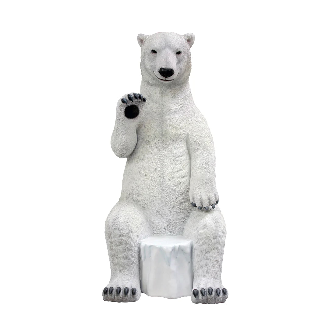 Polar Bear Chair Photo Op Life Size Statue - LM Treasures 