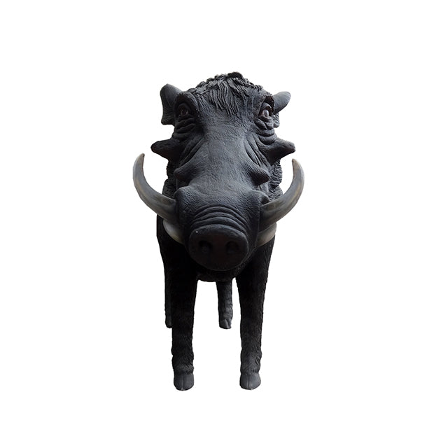 Black Warthog Life Size Statue