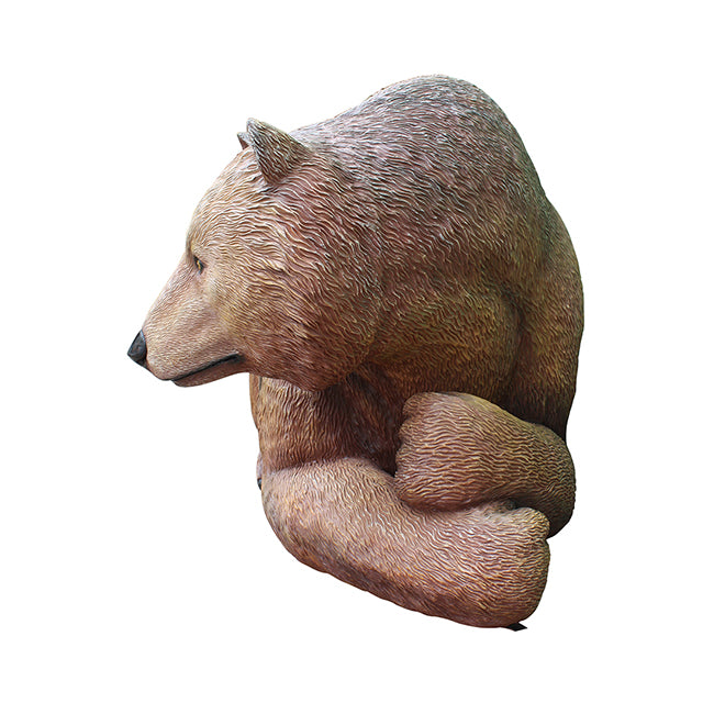 Brown Grizzly Bear Bench Life Size Statue