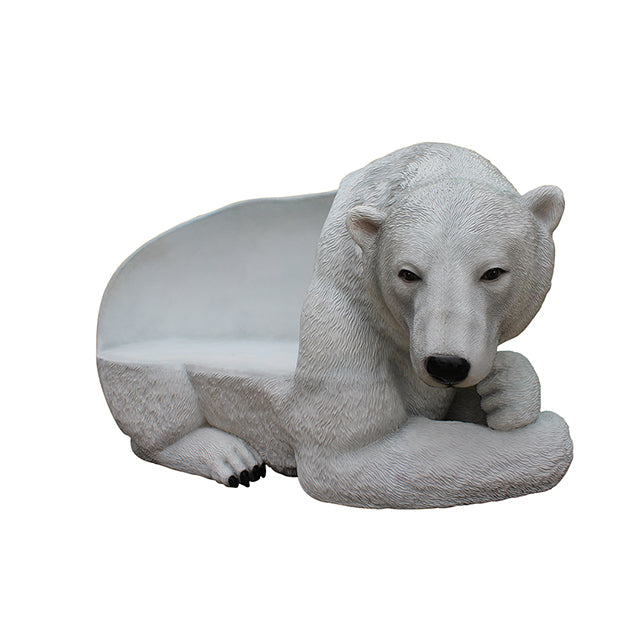 Polar Bear Bench Life Size Statue