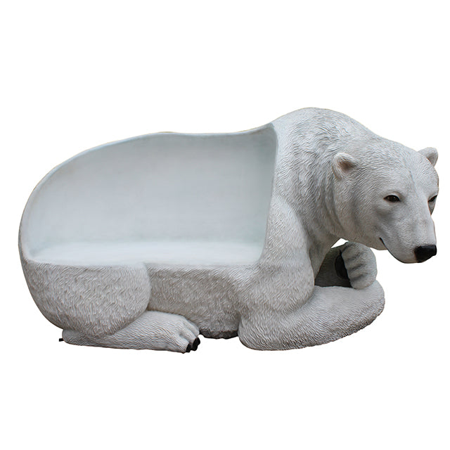 Polar Bear Bench Life Size Statue