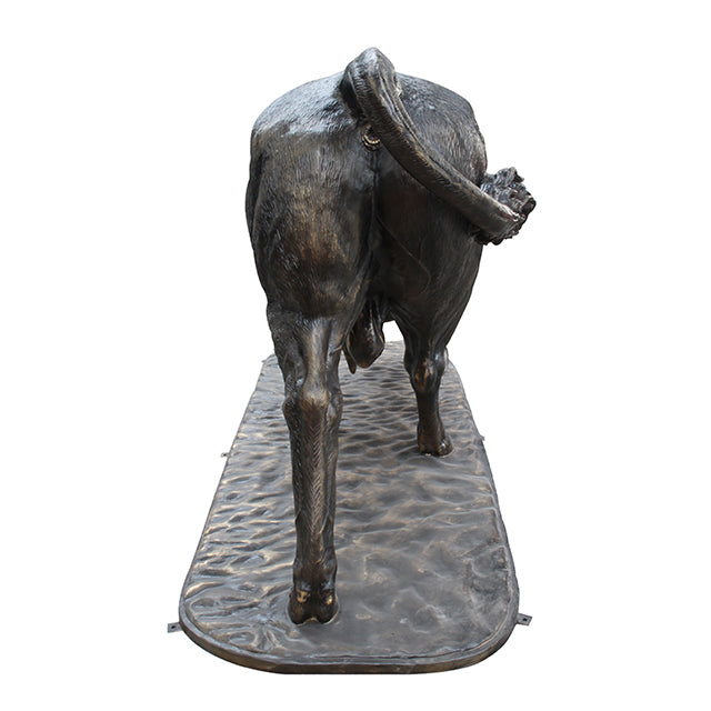 Bronze Bull On Base Life Size Statue