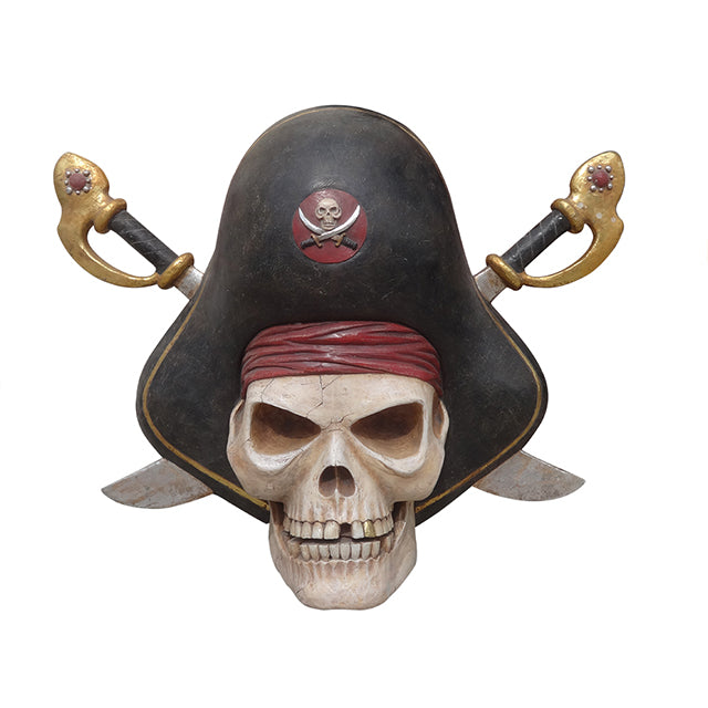 Pirate Skull With Hat Life Size Statue
