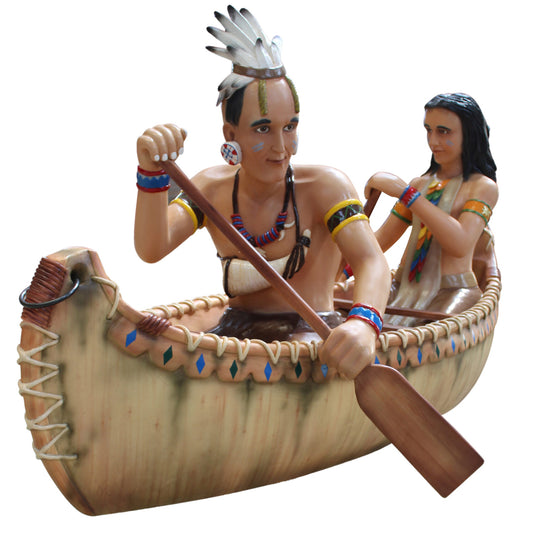 Hanging Indians In Canoe Life Size Statue