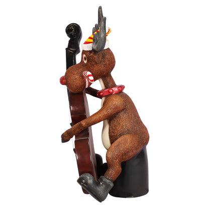 Reindeer Playing Cello Over Sized Statue