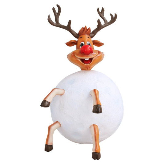 Reindeer Rudolph In Snowball Life Size Statue