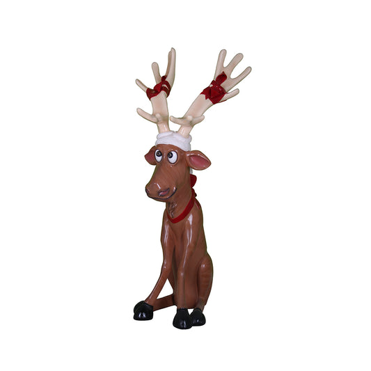 Reindeer Dasher Sitting Life Size Statue