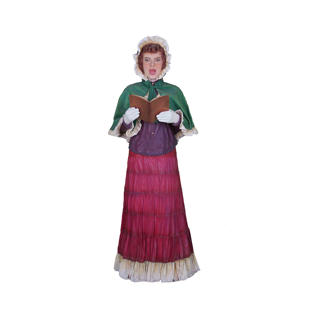 Christmas Caroler Woman Life Size Statue