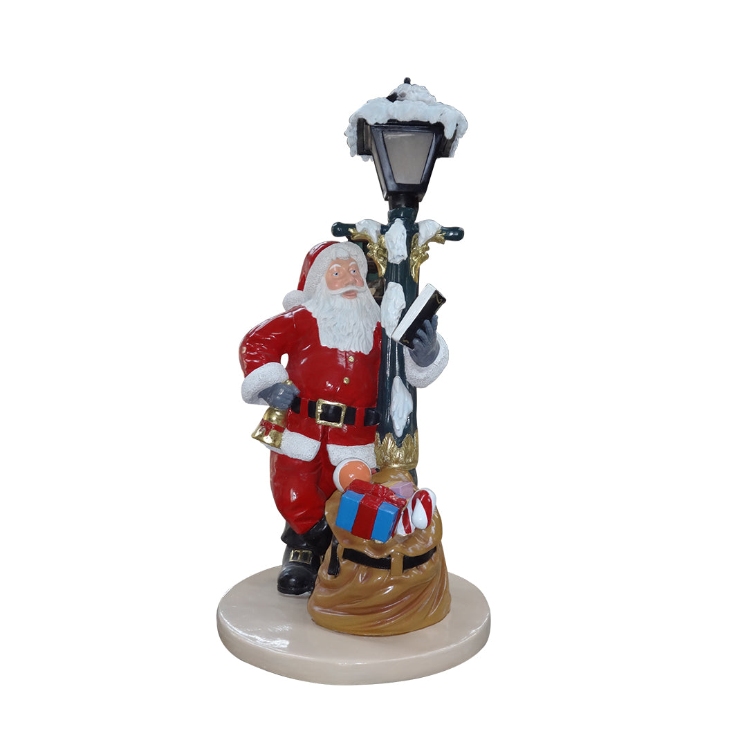 Light Post Santa Bell And Sack With Base - LM Treasures 