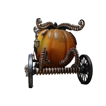 Skeleton Pumpkin Carriage Photo Op Statue