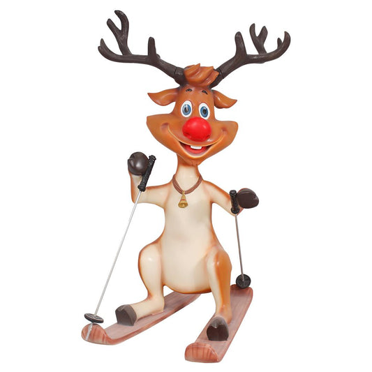 Reindeer Rudolph Skiing Life Size Statue