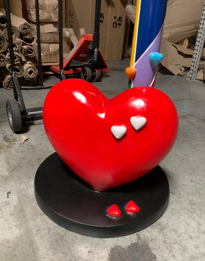 Candy Cane Swirl With Hearts Over Sized Statue