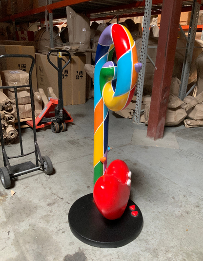 Candy Cane Swirl With Hearts Over Sized Statue